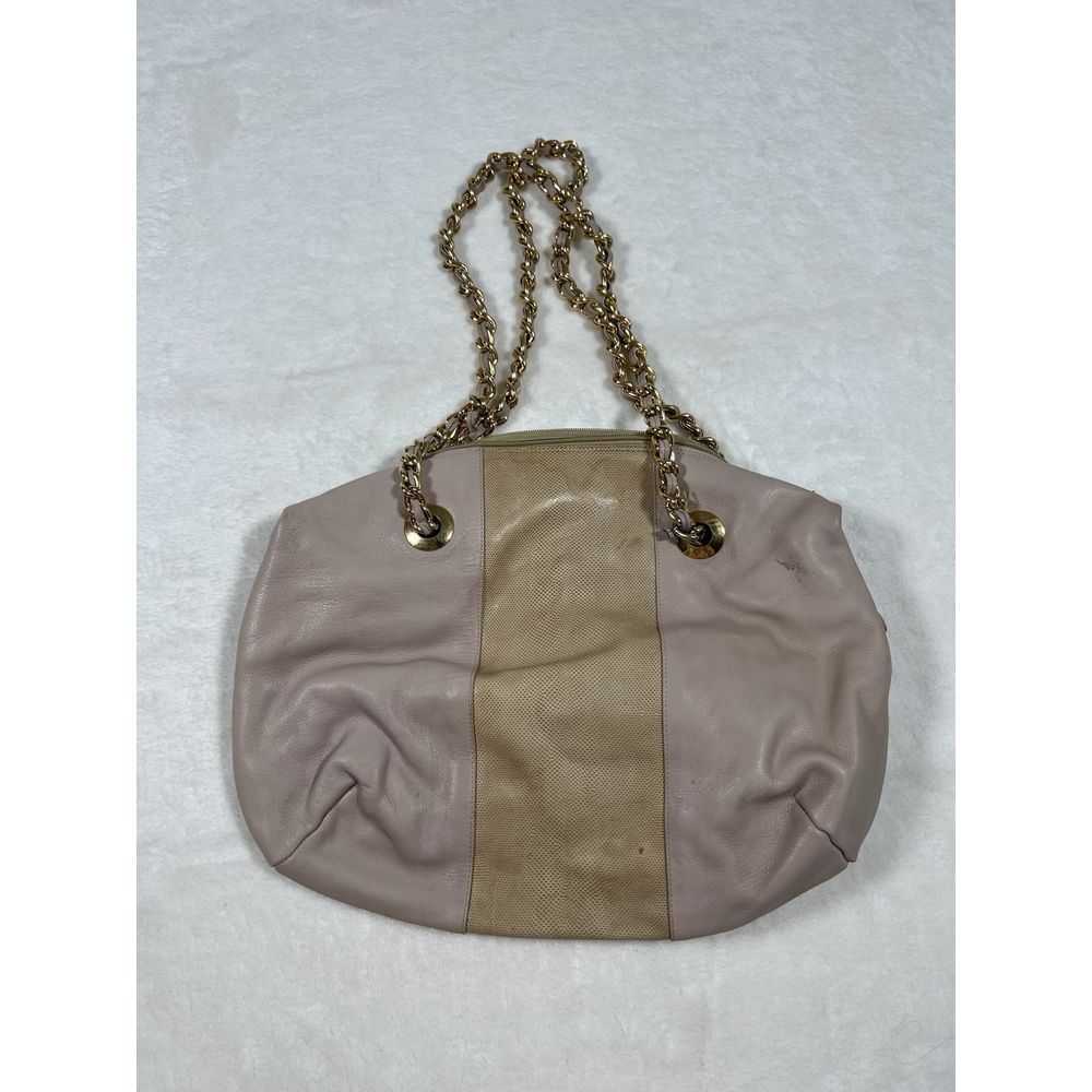 Vintage Susan Gail Cream Leather Shoulder Bag Chain Belido Spain Old Money Y2K